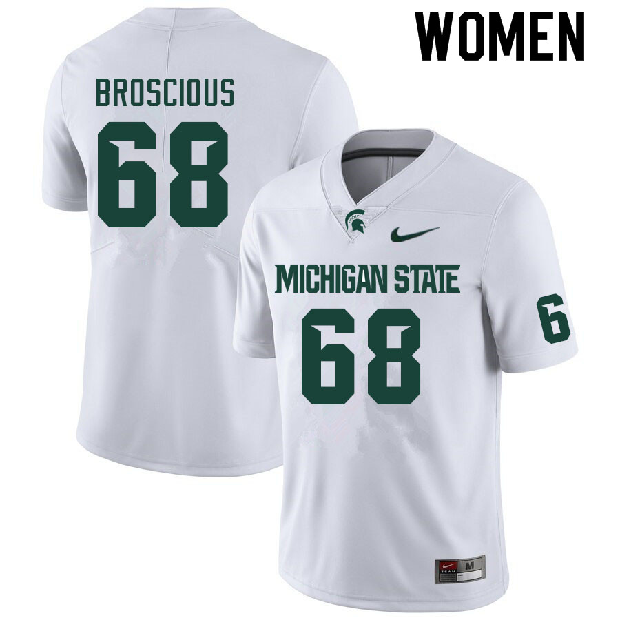 Women #68 Gavin Broscious Michigan State Spartans College Football Jerseys Sale-White